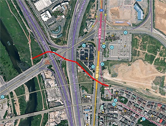 위례신도시-탄천 간 산책로 연결 구간(빨간색 줄 표시)