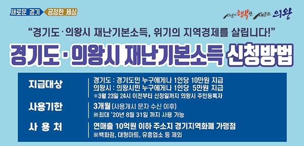 의왕시, 재난기본소득 지급…4월 9일부터 온라인 접수 시작