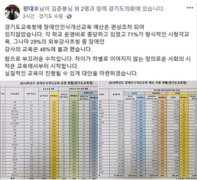 경기도 각급 학교의 형식적인 장애인식 개선 교육 실태 지적