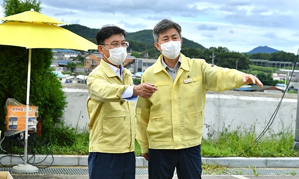 정하영 김포시장, 외국인 고용사업장 코로나 검사소 현장 점검